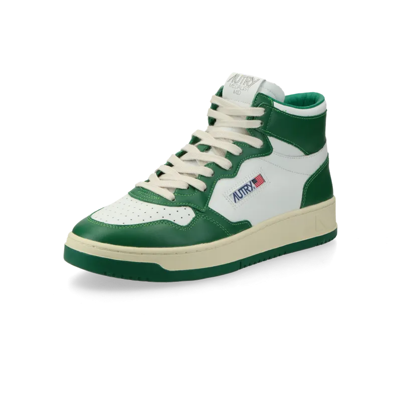 Autry Medalist Mid (White / Green) – AUMMWB03
