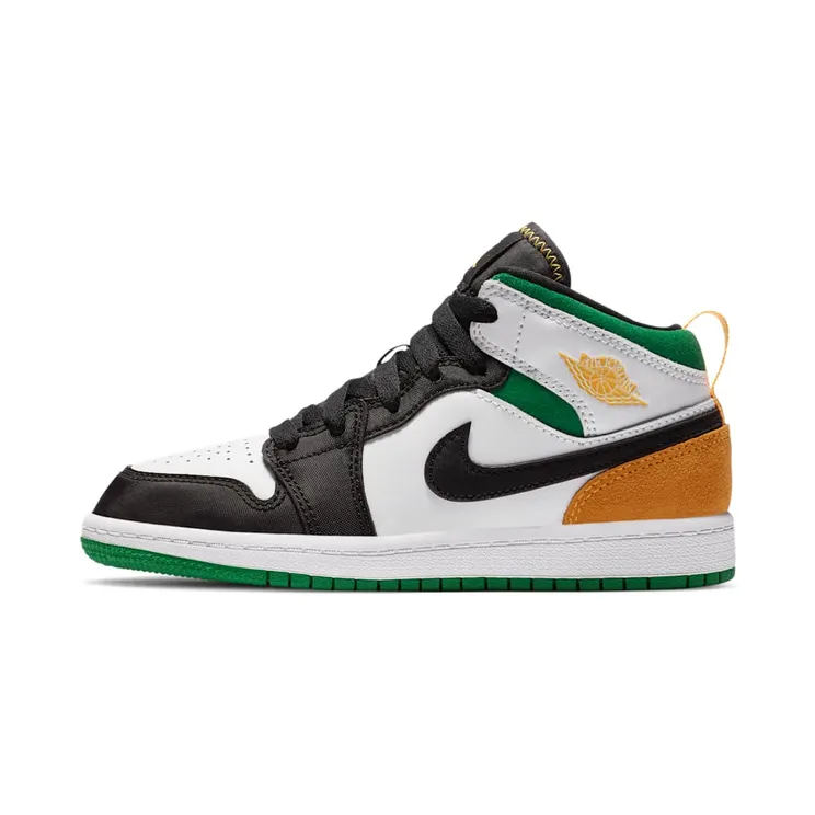 Jordan 1 Mid SE White Laser Orange Lucky Green (PS) “White / Black / Lucky Green / Laser Orange” (BQ6932-101)