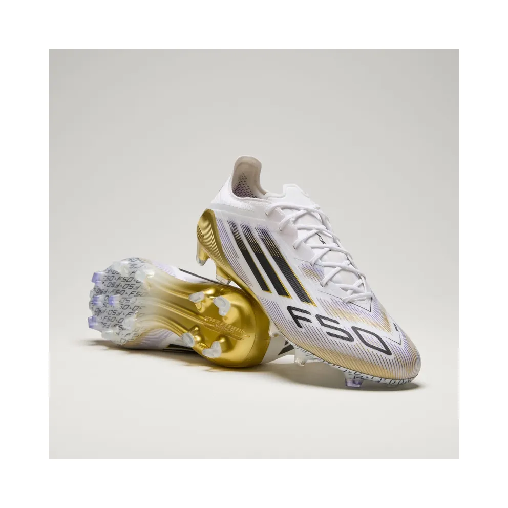 adidas F50 Elite Firm Ground Boots “Cloud White / Core Black / Gold Metallic” (JH7617)