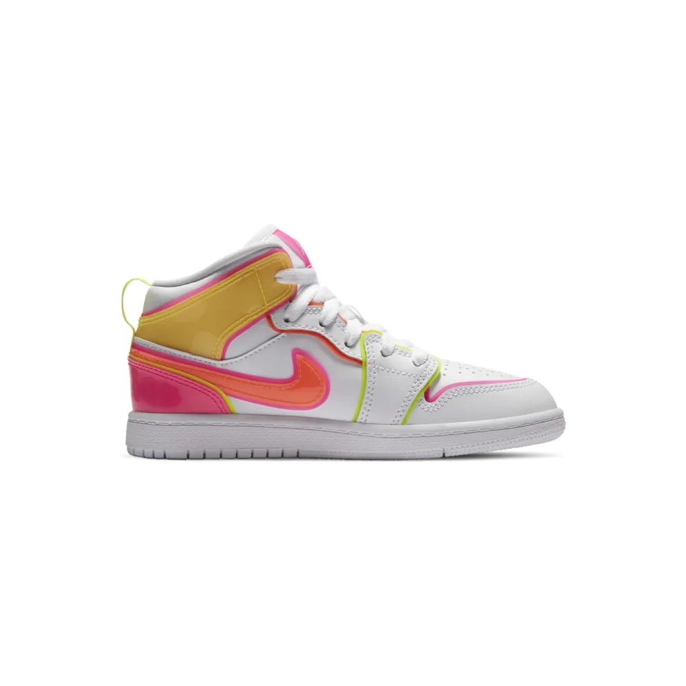Jordan 1 Mid SE Edge Glow (PS) White/Hyper Crimson-Pink Blast (CV4612-100)