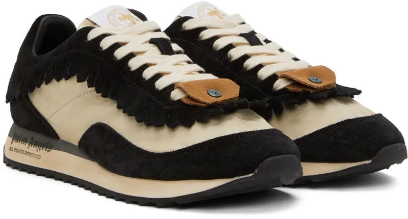 Palm Angels Off-White & Black Fringe Runner Sneakers (PMIA059S22LEA0010110)