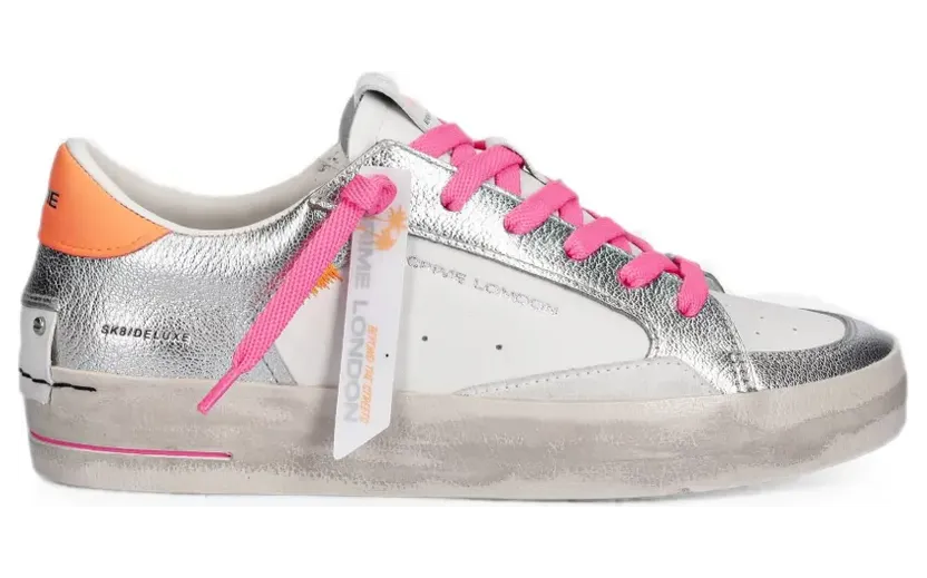 Crime London Skate Deluxe leren sneakers – Zilver (29124EE825)