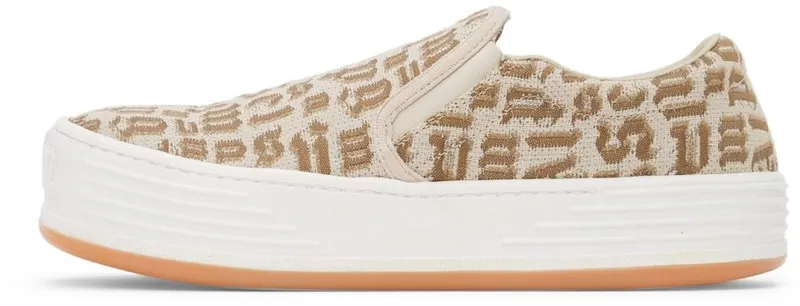 Palm Angels Beige & Brown Monogram Snow Slip (PMIA063F21FAB0016061)