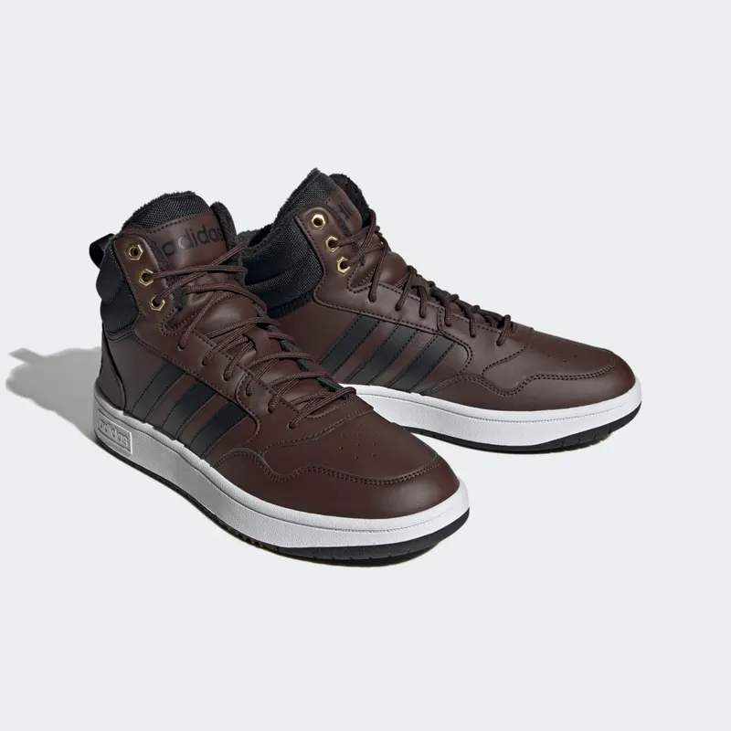 adidas Hoops 3.0 Mid Lifestyle Basketball Classic Winter Shoes Brown / Core Black / Gold Metallic (GZ6680)