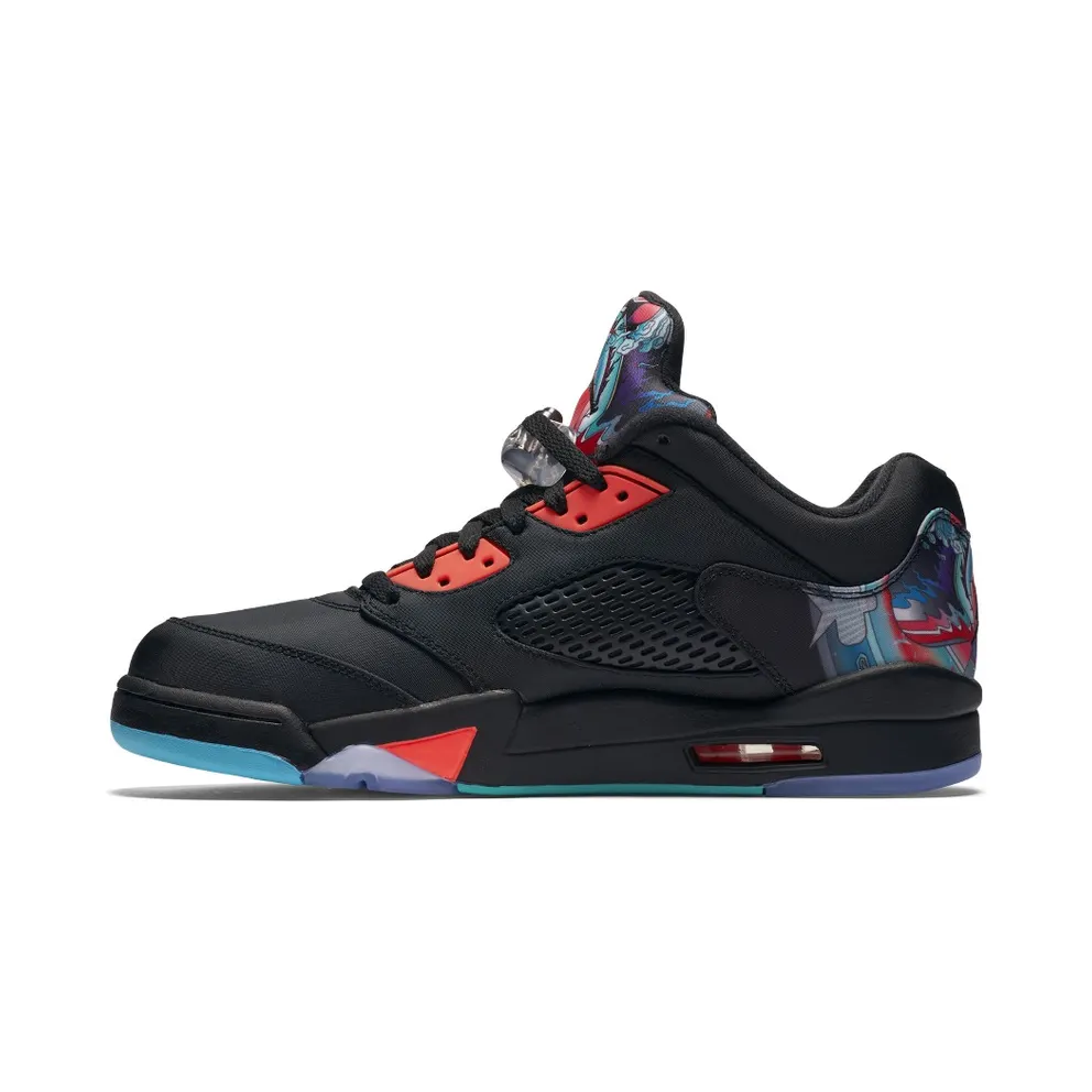 Jordan 5 Retro Low Chinese New Year Black/Bright Crimson-Beta Blue-Black (840475-060)