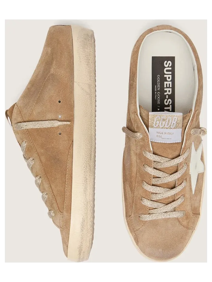 Golden Goose Super-Star Sabots In Tobacco Suede With White Leather Star (GWF00110.F008492.55781) (3)