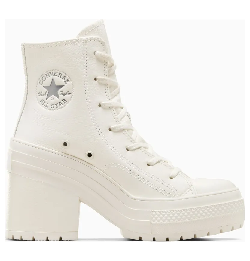 Converse Chuck 70 De Luxe Heel Leather Egret/egret/zilver