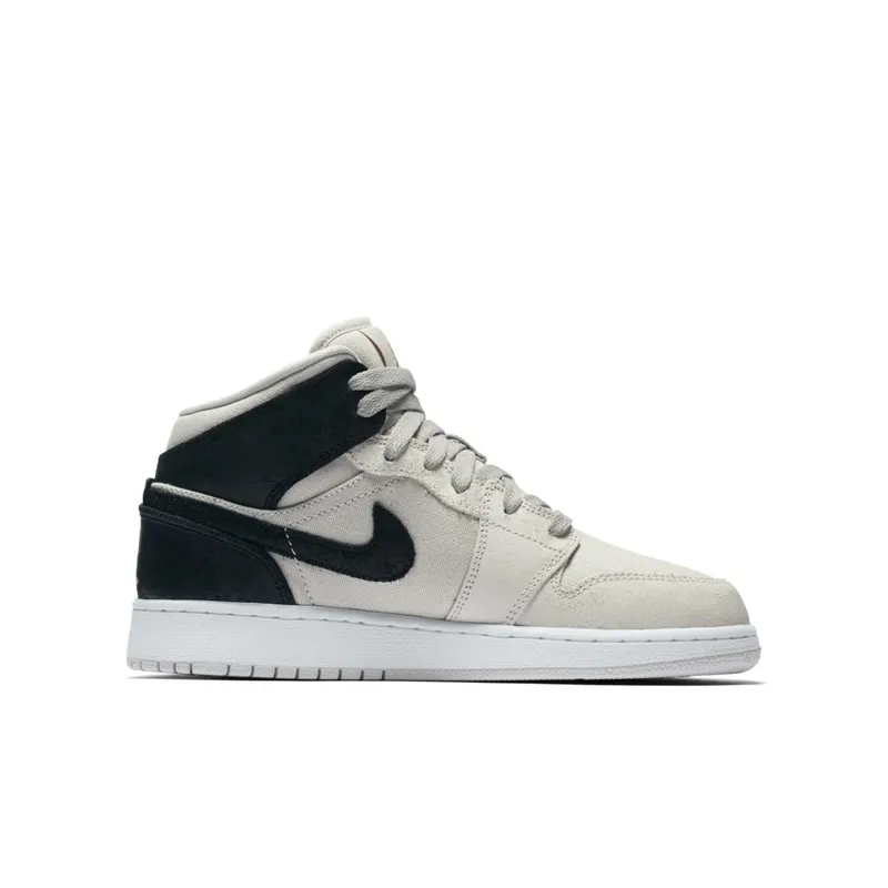 Jordan 1 Mid Light Bone Metallic Gold Black (GS) Light Bone/Metallic Gold-Black (554725-023)