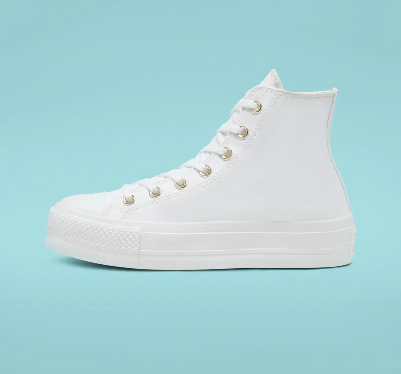 Converse Elevated Gold Platform Chuck Taylor All Star White/White/Gold