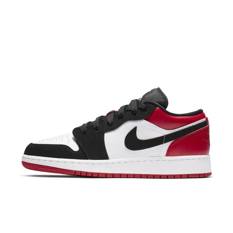 Jordan 1 Low Black Toe (GS) White/Black-Gym Red (553560-116)