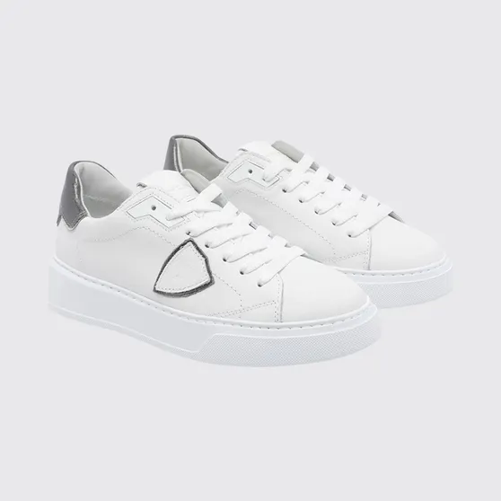 Philippe Model Temple Smooth Calfskin Low-Top Sneakers with Bicolor Design White (BTLDVM06)