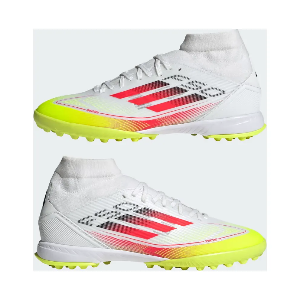 adidas F50 League Mid Turf Boots “Cloud White / Lucid Red / Solar Yellow” (IH3864)