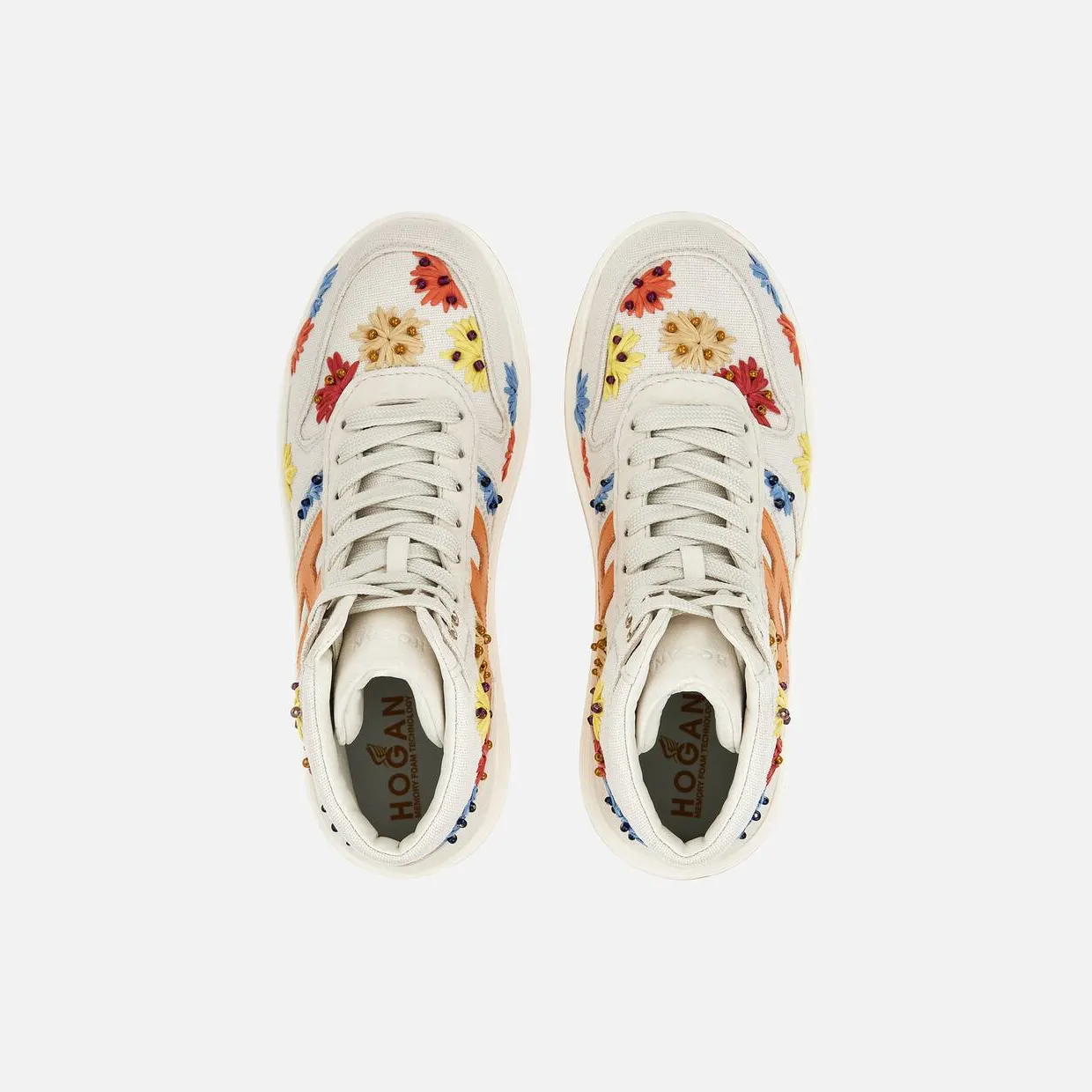 Sneakers Hogan H630 High Top Ivory Orange Red (GYW6300EZ10S530TA3) (3)