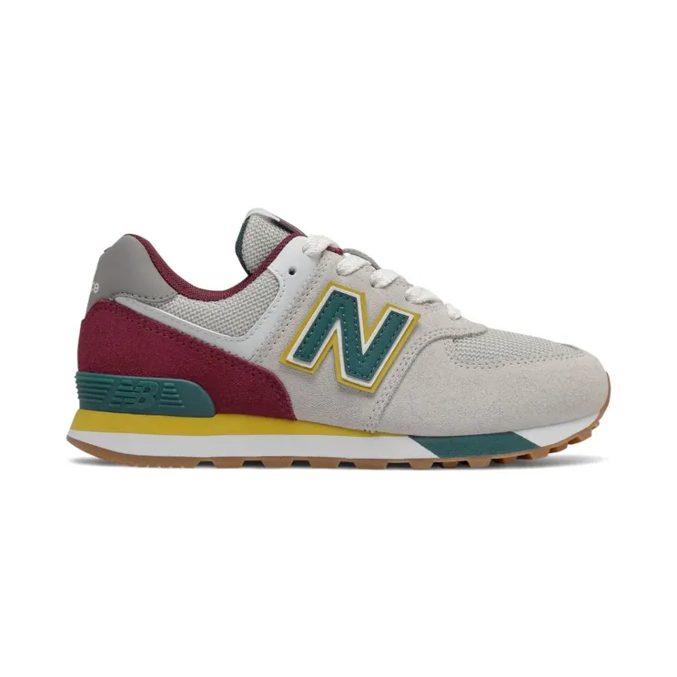 New Balance Kids Grey & Burgundy 574 Little Kids Sneakers (PC574PR1)