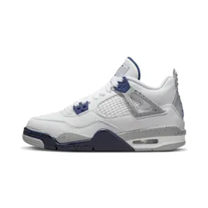 Air Jordan 4 Retro GS “White / Light Smoke Grey / Fire Red / Midnight Navy” (408452-140)
