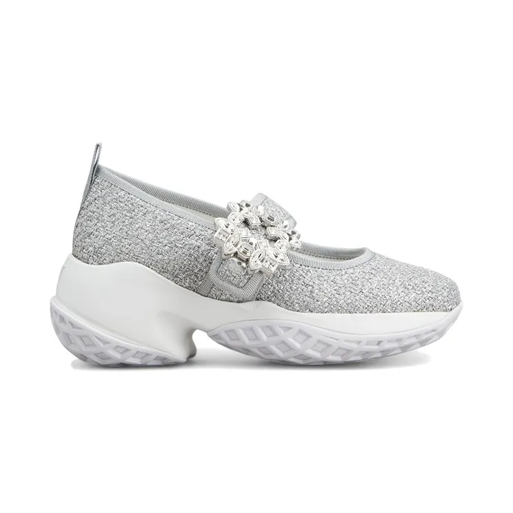 Roger Vivier Viv’ Run Babies Silver Crystal Buckle (RVW506380205PHB200)