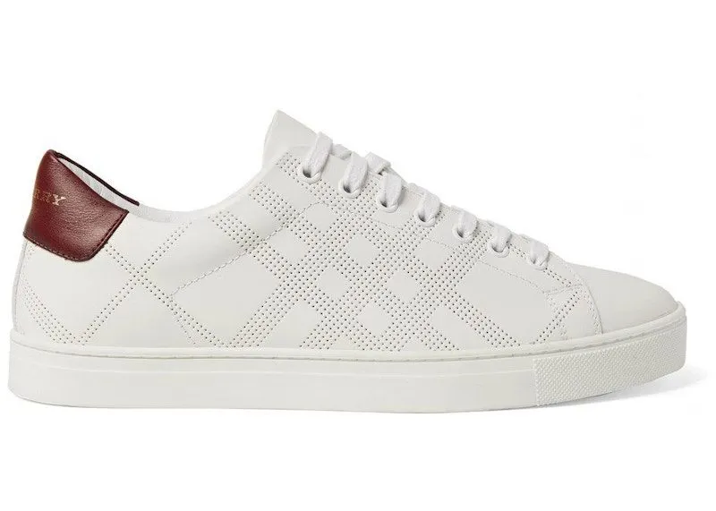 Burberry Perforated Check Leather White Deep Claret Melange (8041374)