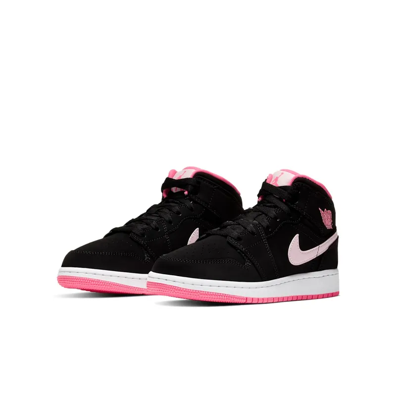 Jordan 1 Mid Black Digital Pink (GS) Black/Digital Pink-White-Pink Foam (555112-066)