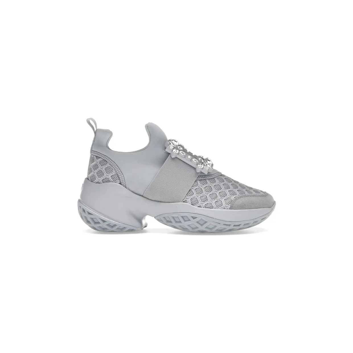 Roger Vivier Viv’ Run Fabric Grey Crystal Buckle (RVW50624180T5V1U52)