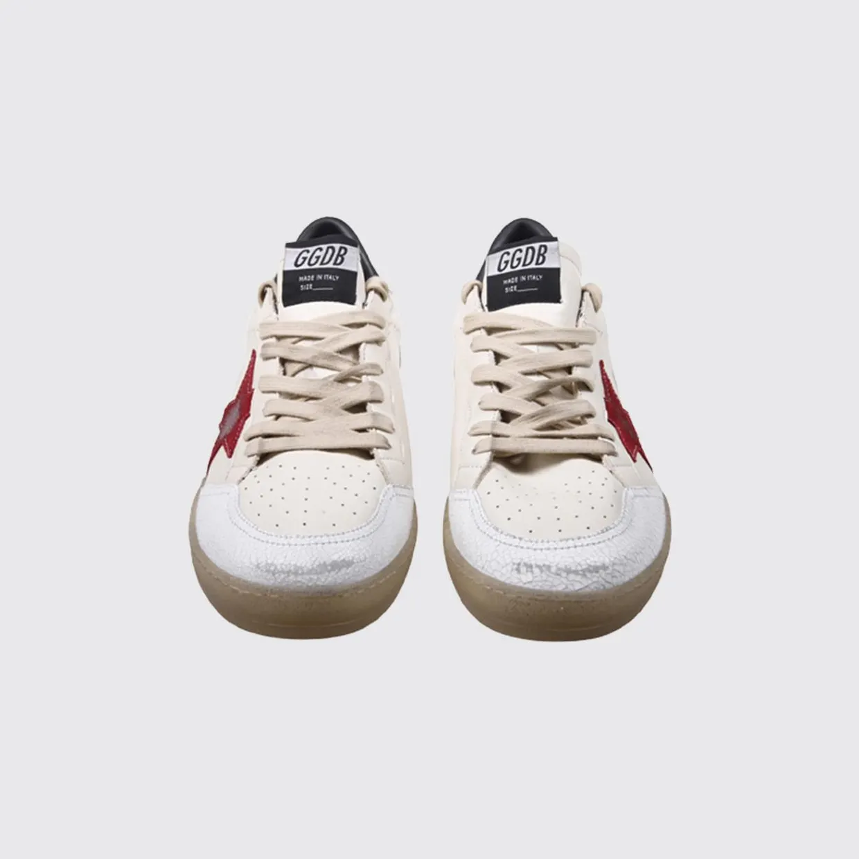 Golden goose Ball Star Low-Top Nappa and Crackle Leather Sneakers with Distressed Effect White (GMF00117F00874215987)