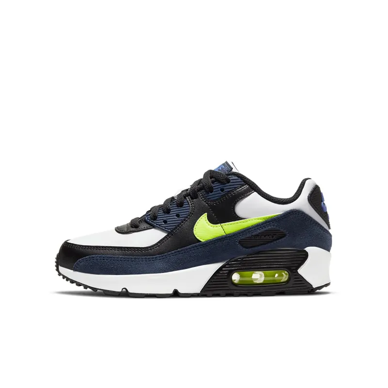 Nike Air Max 90 Leather Midnight Navy Volt (GS) (CD6864-401)