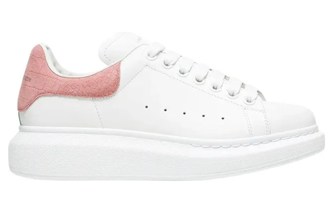 Alexander McQueen Oversized Pink Embossed Suede Croco (650788WHZ4K9648)