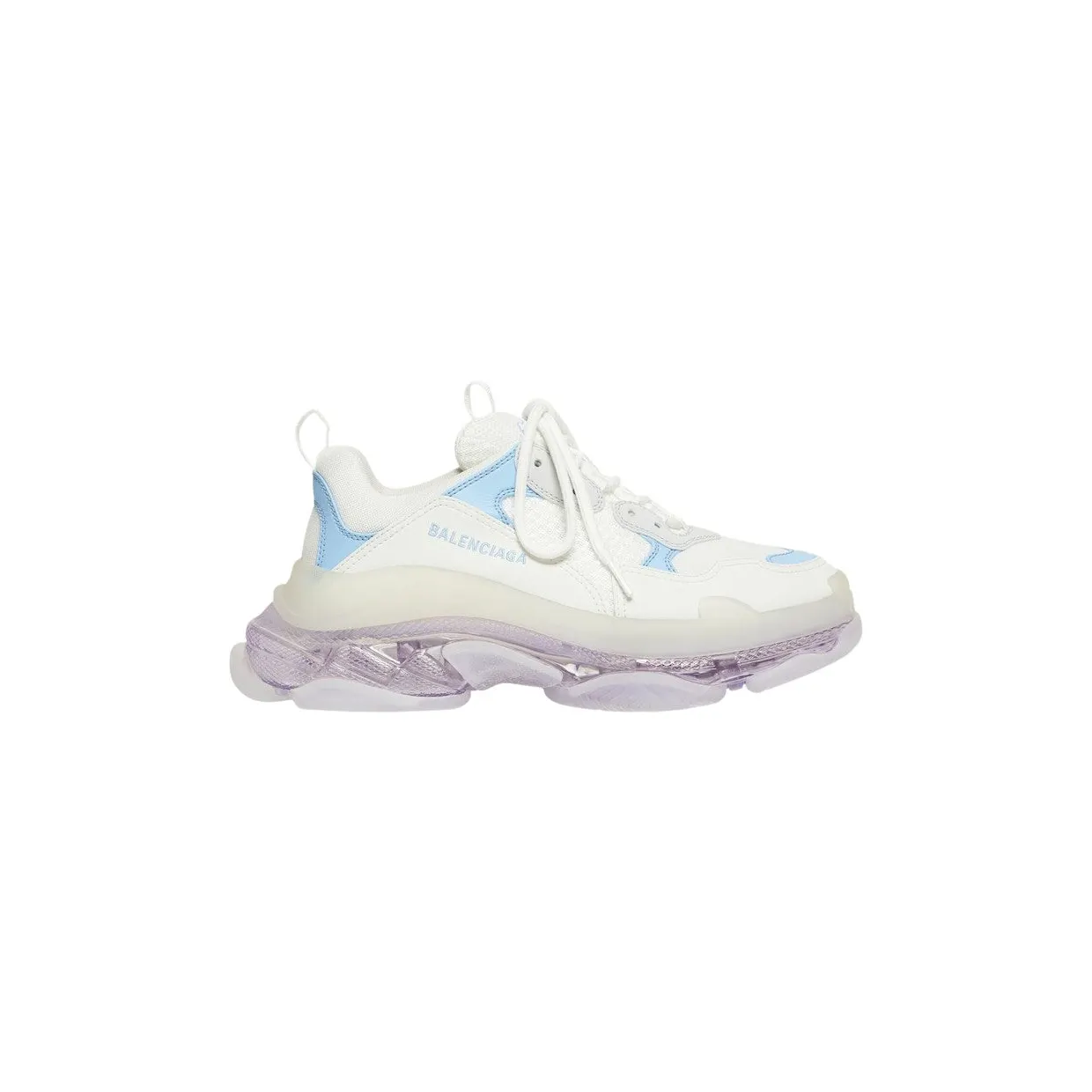 Balenciaga Triple S Clear Sole Leather Free Light Blue Grey Light Purple White (544351W2GA39944)
