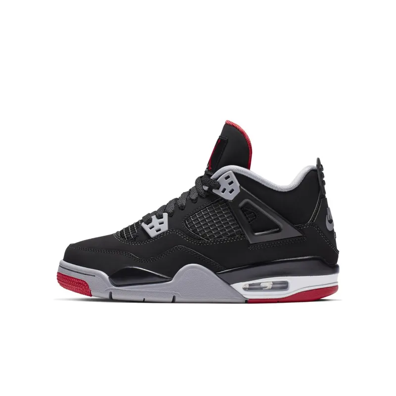 Jordan 4 Retro Bred 2019 (GS) Black/Fire Red-Cement Grey-Summit White (408452-060)