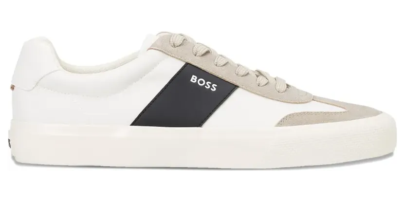 BOSS Low-top sneakers met suède afwerking – Wit (50563847)