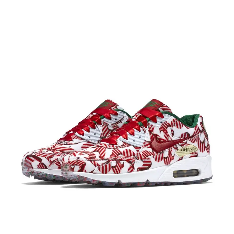 Nike Air Max 90 Candy Cane Christmas 2015 (W) White/University Red-Metallic Gold (813150-101)