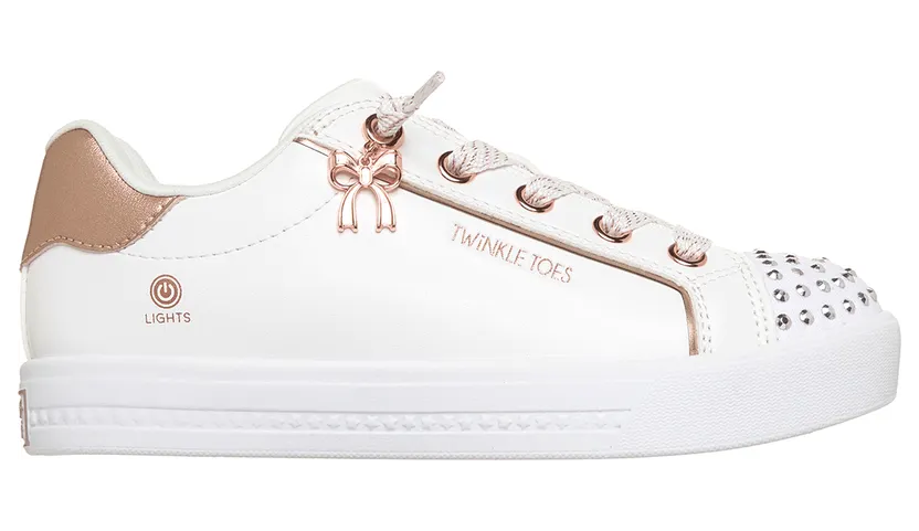 Skechers Twinkle Toes: Twinkle Star Sneaker Wit/Roos Goud