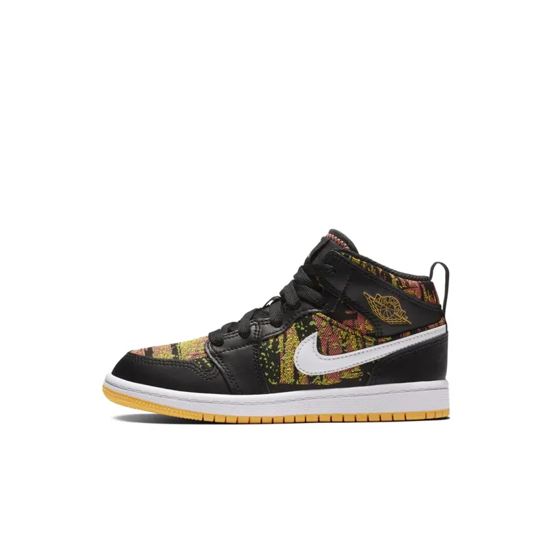 Jordan  1 Mid Black Laser Orange Bright Melon (PS) Black/Laser Orange-Bright Melon-White (640737-003)