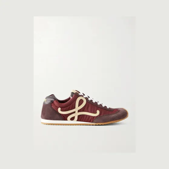 Loewe Ballet Runner 2.0 Suede-Trimmed Sneakers Burgundy (M816282XCG)