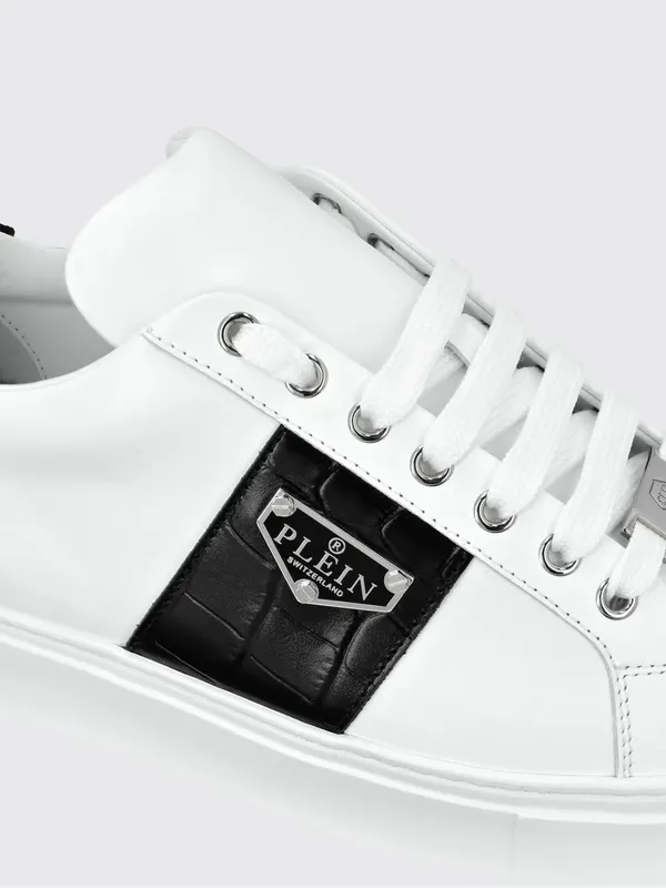 Philipp plein Low-Top Sneakers in Smooth Leather with Applied Side Logo White (LADSUSC0784PLE075N0102) (2)