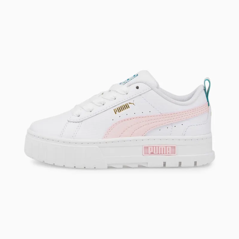 PUMA Mayze Leather Kids’ White/Chalk Pink (384528-03)