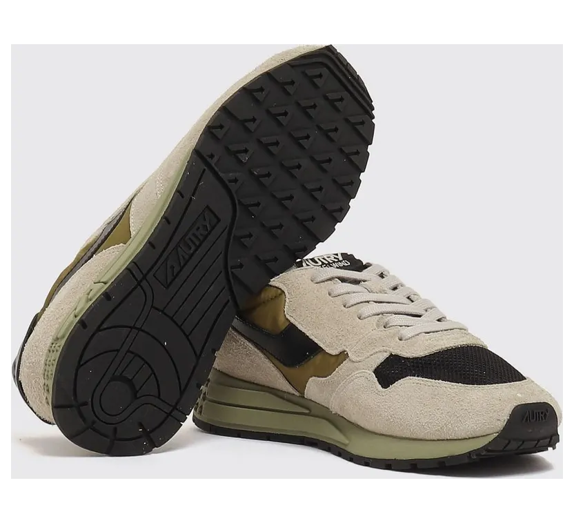 Autry Reelwind Sneakers in Leather and Nylon with Worn Effect Sand (WWLMBY05) (4)