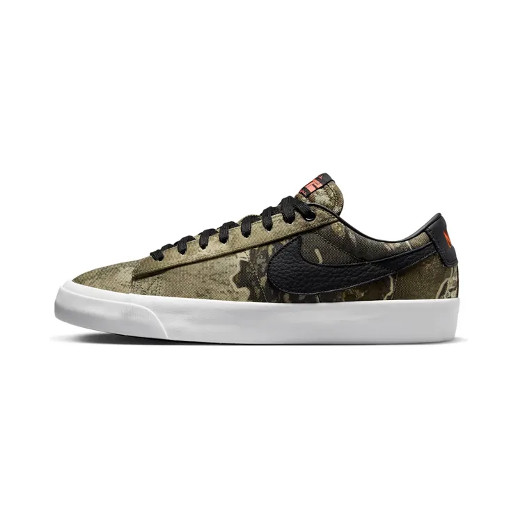 Nike SB Blazer Low Pro GT Premium Green Realtree Camo “Black / Photon Dust / Safety Orange” (DO9398-002)