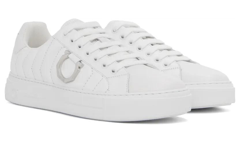 Salvatore Ferragamo White Laky Sneakers (753818 020776001) (4)