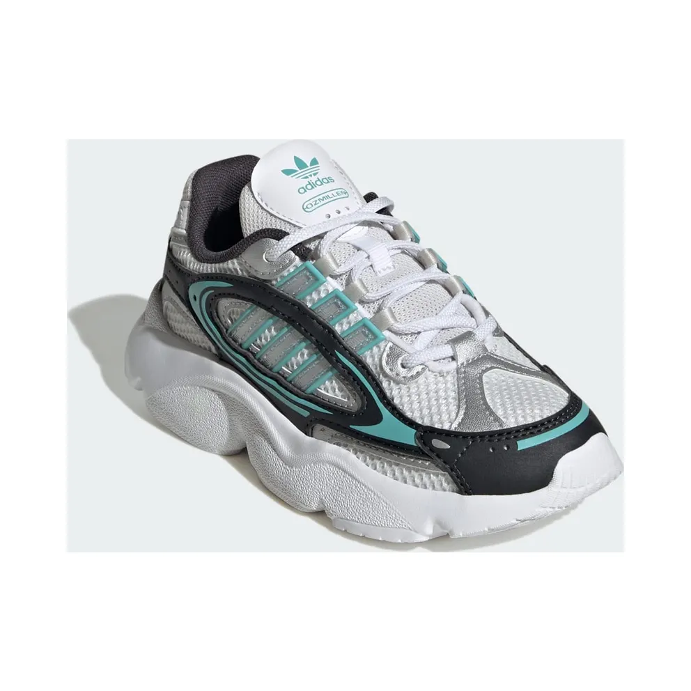 adidas Ozmillen Elastic Lace Shoes Kids “Carbon / Silver Metallic / Mint Ton” (JS0717)