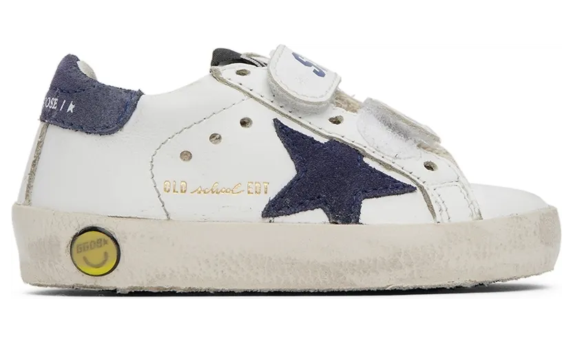 Golden Goose Baby White & Navy Old School Velcro Sneakers (GJF00111.F000418.10304)