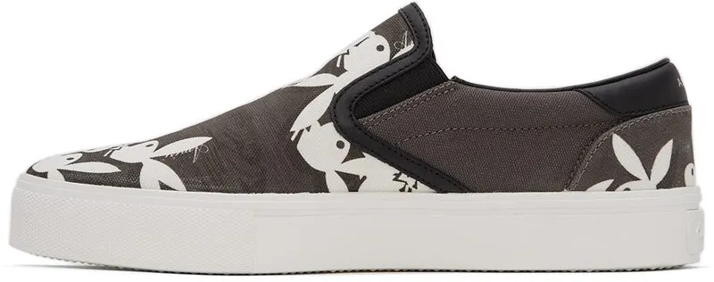 AMIRI Grey & White Playboy Edition Slip-On Sneakers (MFS006-043)