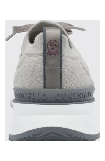 Brunello cucinelli Knit Low-Top Sneakers in Cotton Blend with Elasticated Ankle Beige (MZUAUFO340CEJ23) (3)