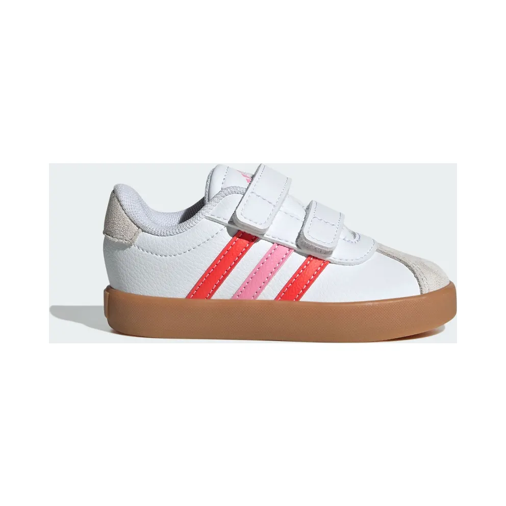Adidas VL Court 3.0 Skateboard Shoes Kids Cloud White / Bright Red / Bliss Pink (JH6311)