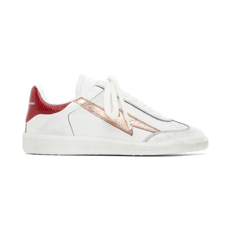 Isabel Marant White and Rose Gold Bryce Sneakers (20ABK0029-20A039S)