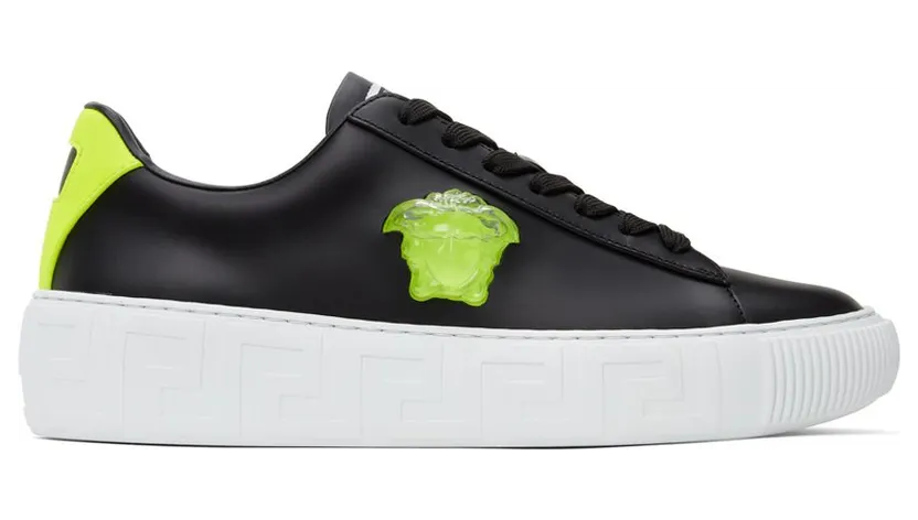 VERSACE Black & Green Greca Low-Top 2B190 BLKGL (DSU8404 1A00816)