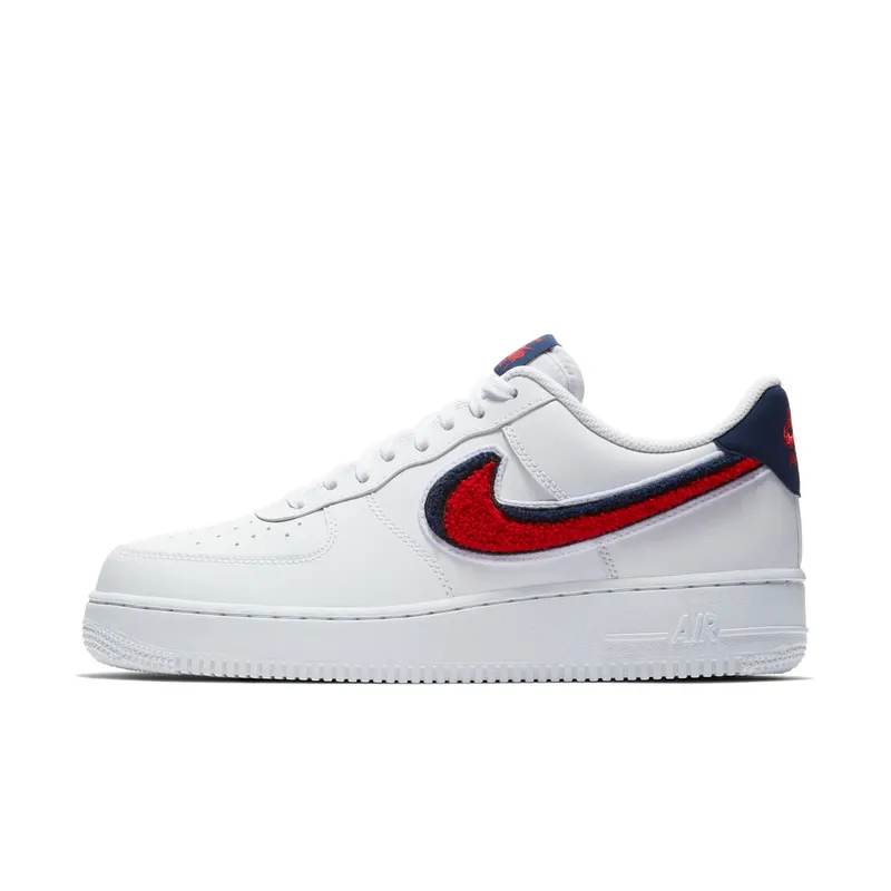 Nike Air Force 1 Low 3D Chenille Swoosh White Red Blue White/University Red-Blue Void (823511-106)