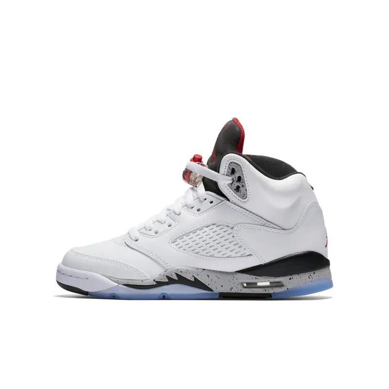 Jordan 5 Retro White Cement (GS) White/University Red-Black-Matte Silver (440888-104)