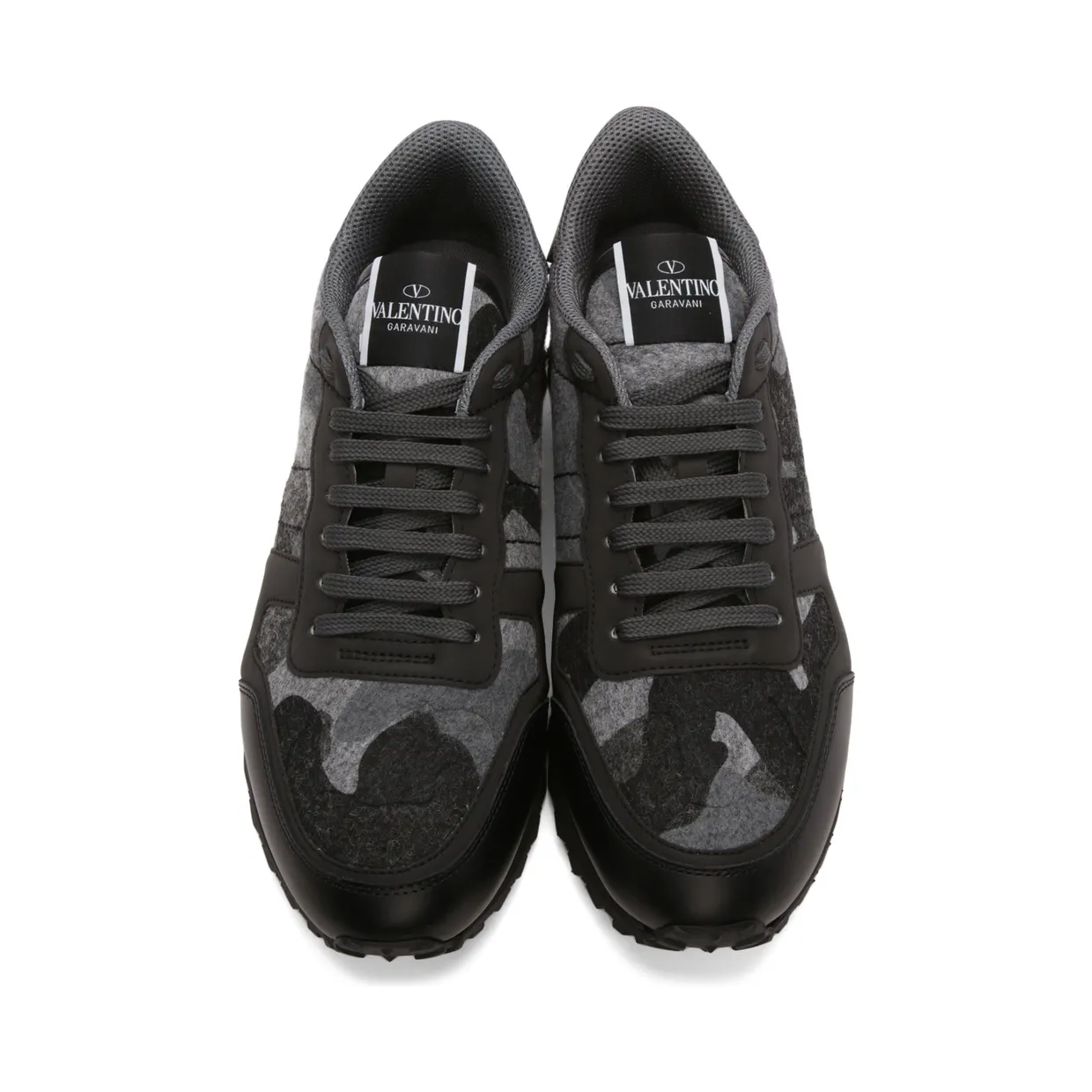 Valentino Garavani Grey Felt Camouflage Rockrunner Sneakers (WY0S0723RVL) (5)
