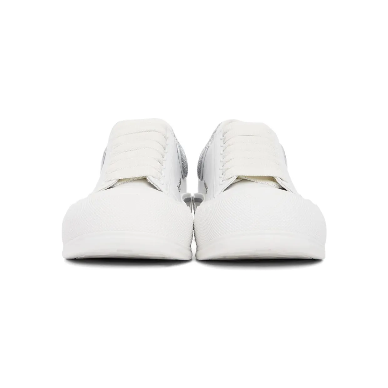 Alexander McQueen White & Silver Deck Lace-Up Plimsoll Sneakers (682410WIB67) (2)