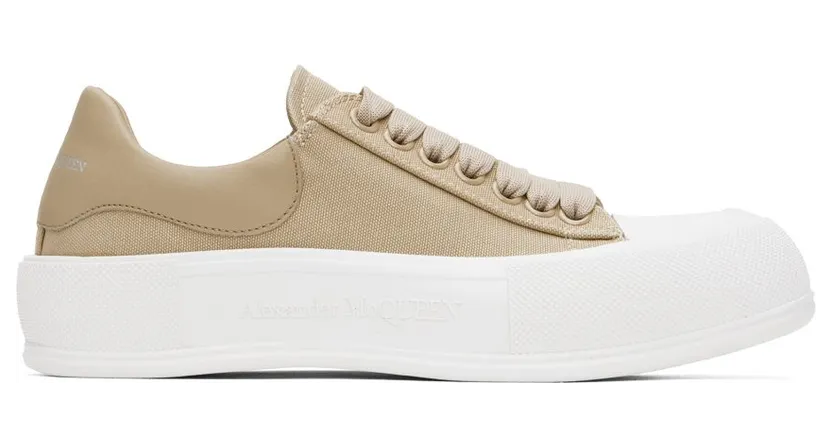 Alexander McQueen Beige Deck Plimsoll 1623 Lunar/Lunar (697120W4UW1)